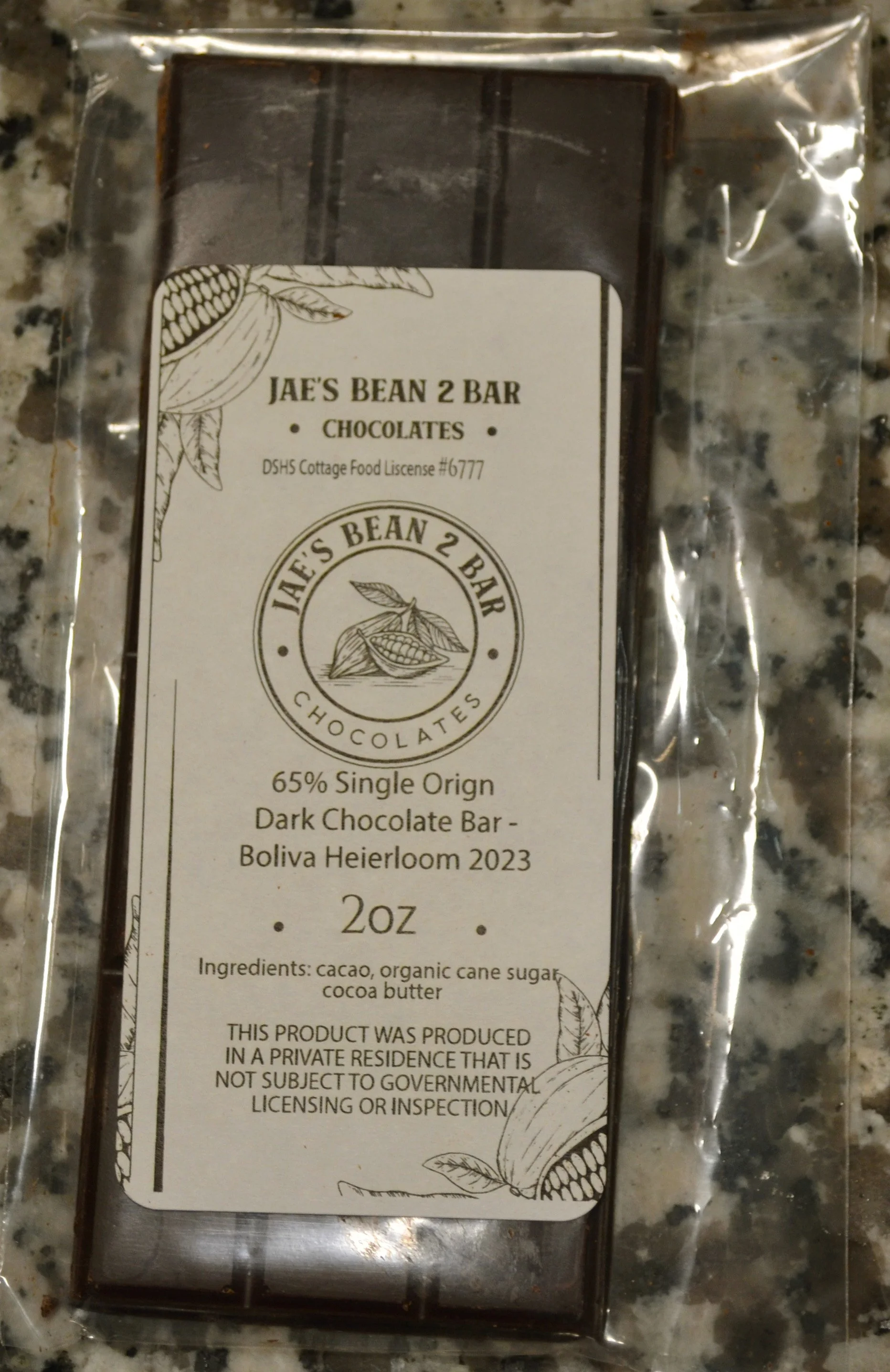 65% Dark Chocolate – Bolivia Heirloom 2023 - 2 oz