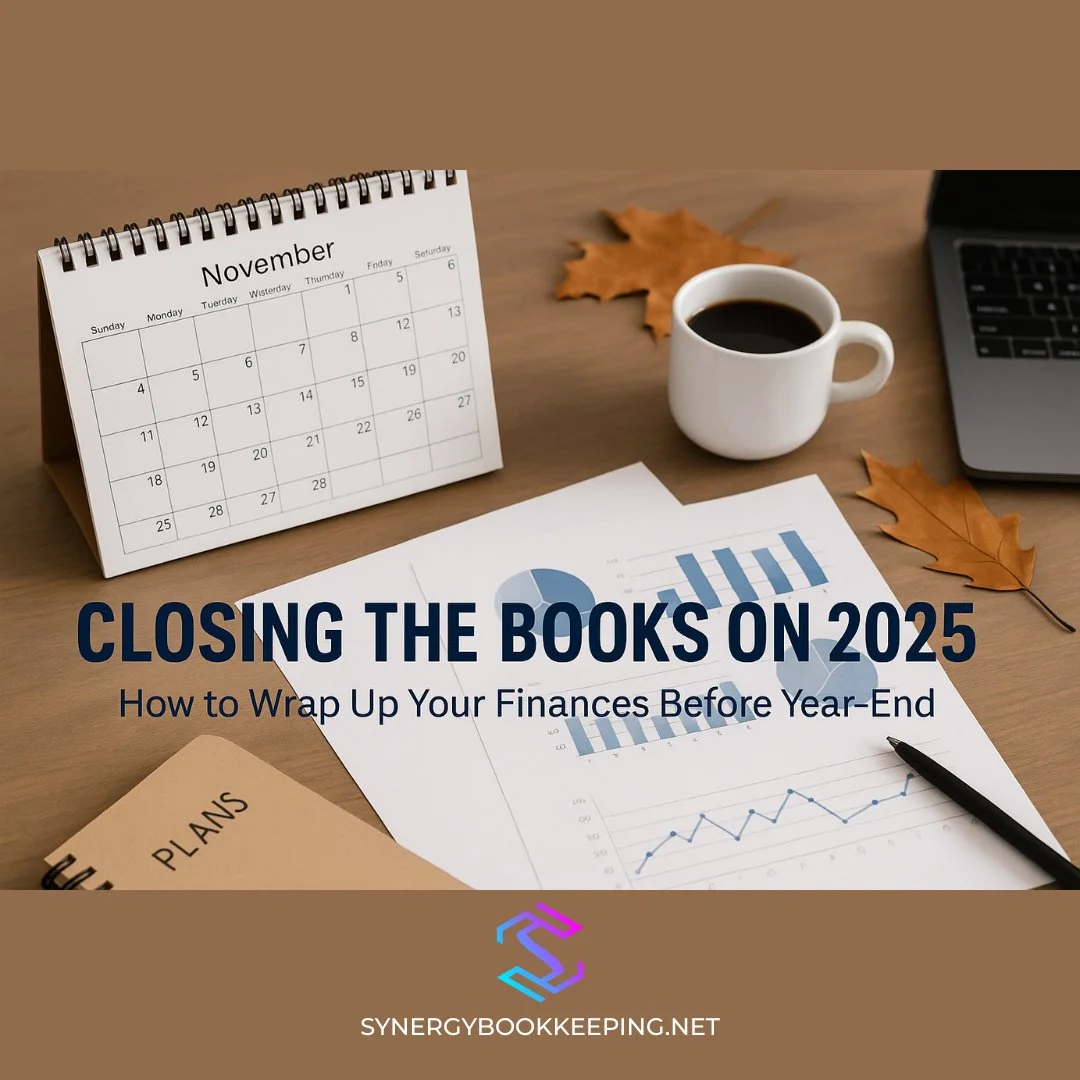🎯 Ready to close out 2025 on a high note?⁠
⁠
Before the holidays take over, it&rsquo;s time to get your books in order:⁠
💡 Review your P&amp;L⁠
💸 Collect overdue invoices⁠
🧾 Organize receipts⁠
💻 Make smart year-end purchases⁠
⁠
Clean books today