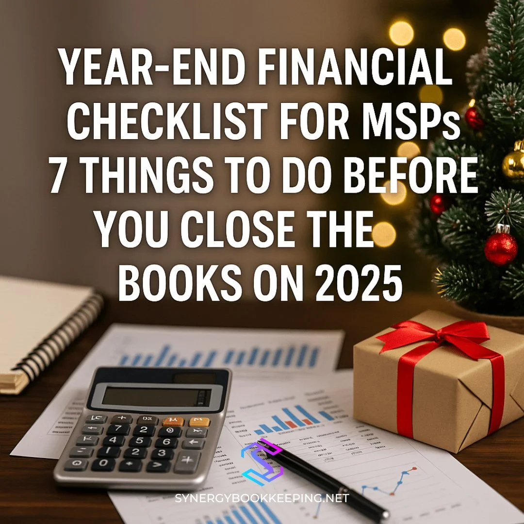 🎄 MSP Owners &mdash; Before you log off for the holidays, make sure your books are ready for 2026.⁠
⁠
💼 Here&rsquo;s your 7-step Year-End Financial Checklist:⁠
1️⃣ Reconcile every account⁠
2️⃣ Review client profitability⁠
3️⃣ Forecast recurring rev