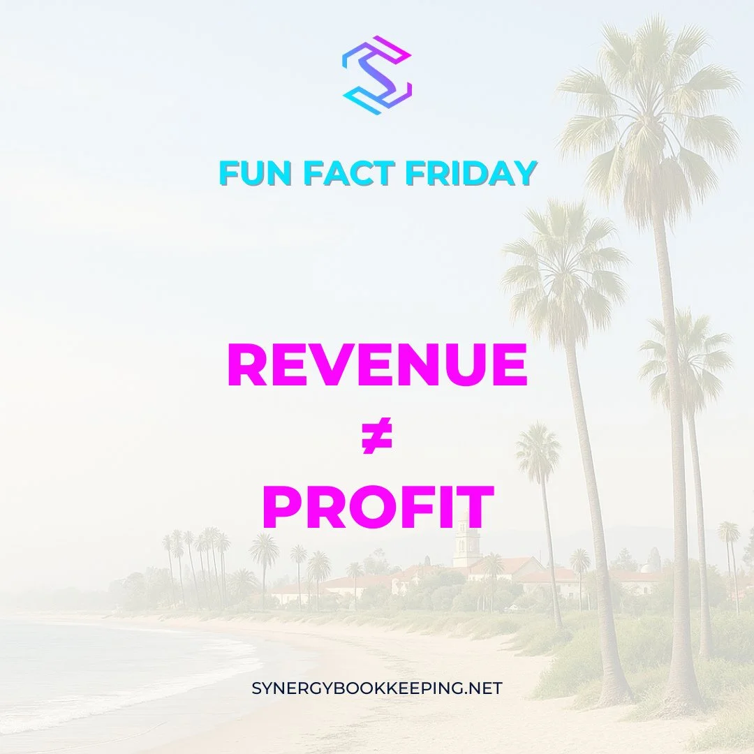 📊 Fun Fact Friday #30⁠
⁠
Revenue is what you make.⁠
⁠
Profit is what you keep.⁠
⁠
Let&rsquo;s help you focus on the bottom line.⁠
⁠
#knowthedifference #revenuevsprofit #funfactfriday #synergybookkeeping