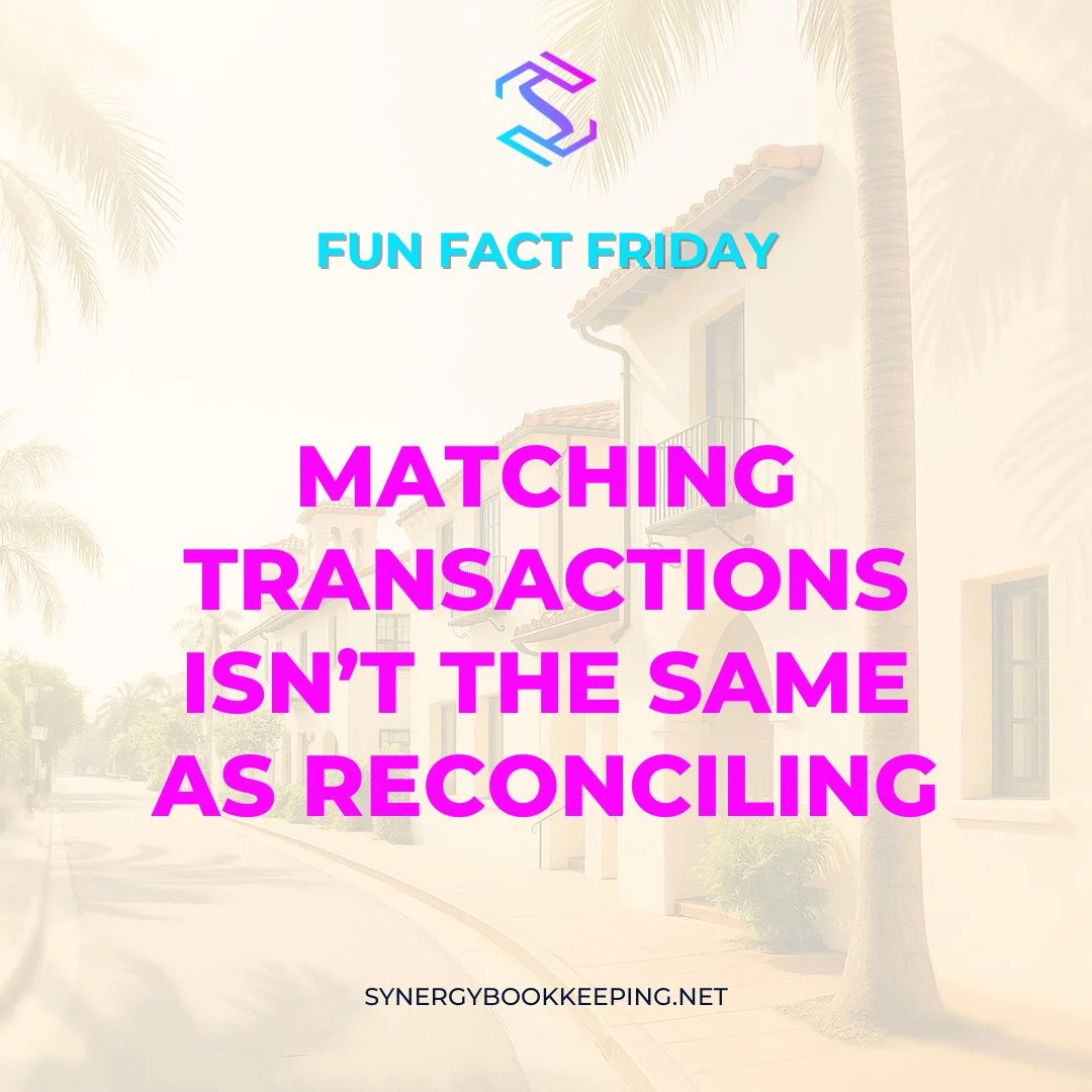 📊 Fun Fact Friday #32⁠
⁠
Matching transactions isn&rsquo;t the same as reconciling.⁠
⁠
✅ Matching = pairing entries⁠
✅ Reconciling = verifying your books match reality⁠
⁠
Do both. We&rsquo;ll show you how.⁠
⁠
#reconciliationtips #qbotraining #funfac