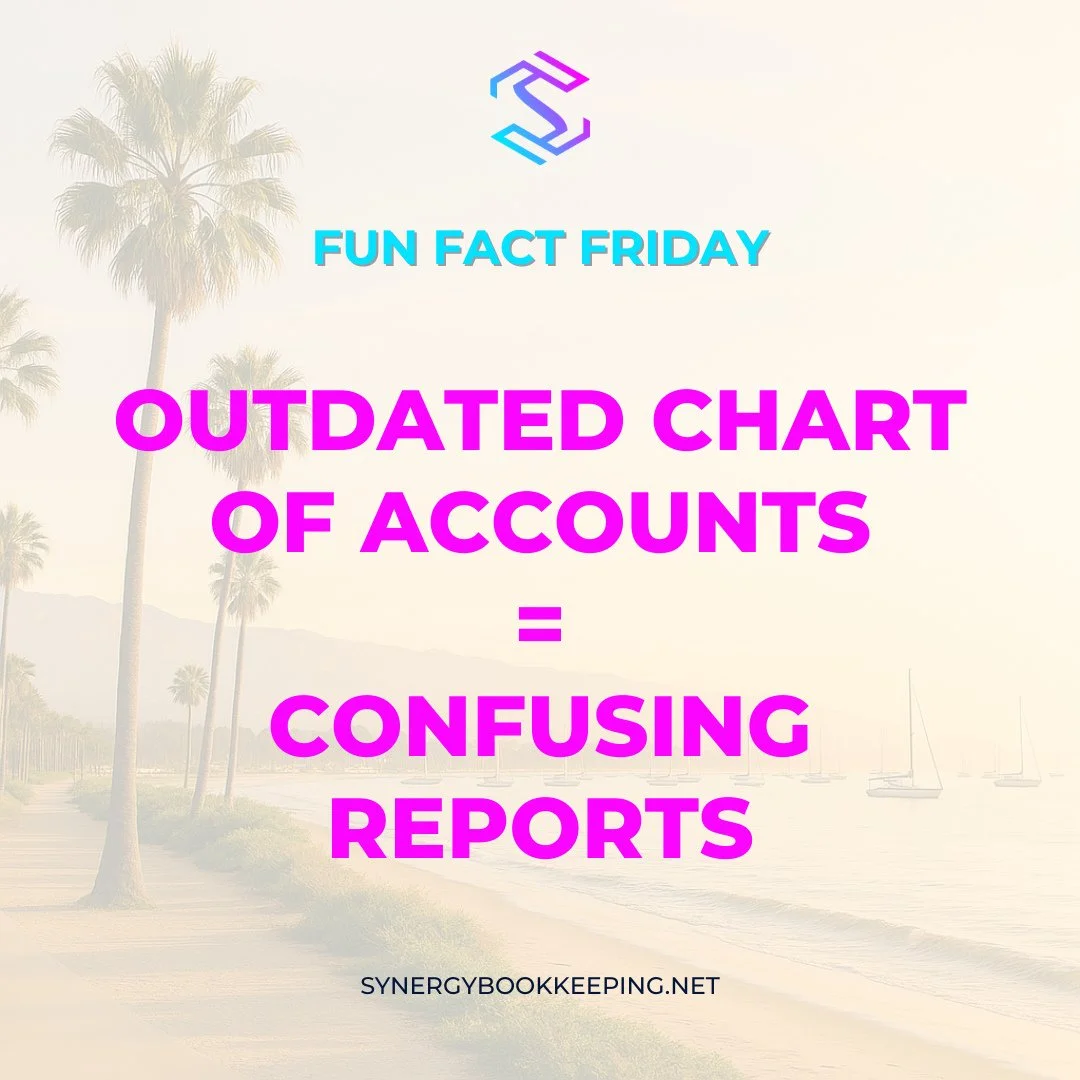 📊 Fun Fact Friday #47⁠
⁠
An outdated or overly complex chart of accounts?⁠
⁠
📉 It muddies your reports.⁠
⁠
📈 We&rsquo;ll help streamline it for clean, useful data.⁠
⁠
#coacleanup #smartbookkeeping #funfactfriday #synergybookkeeping