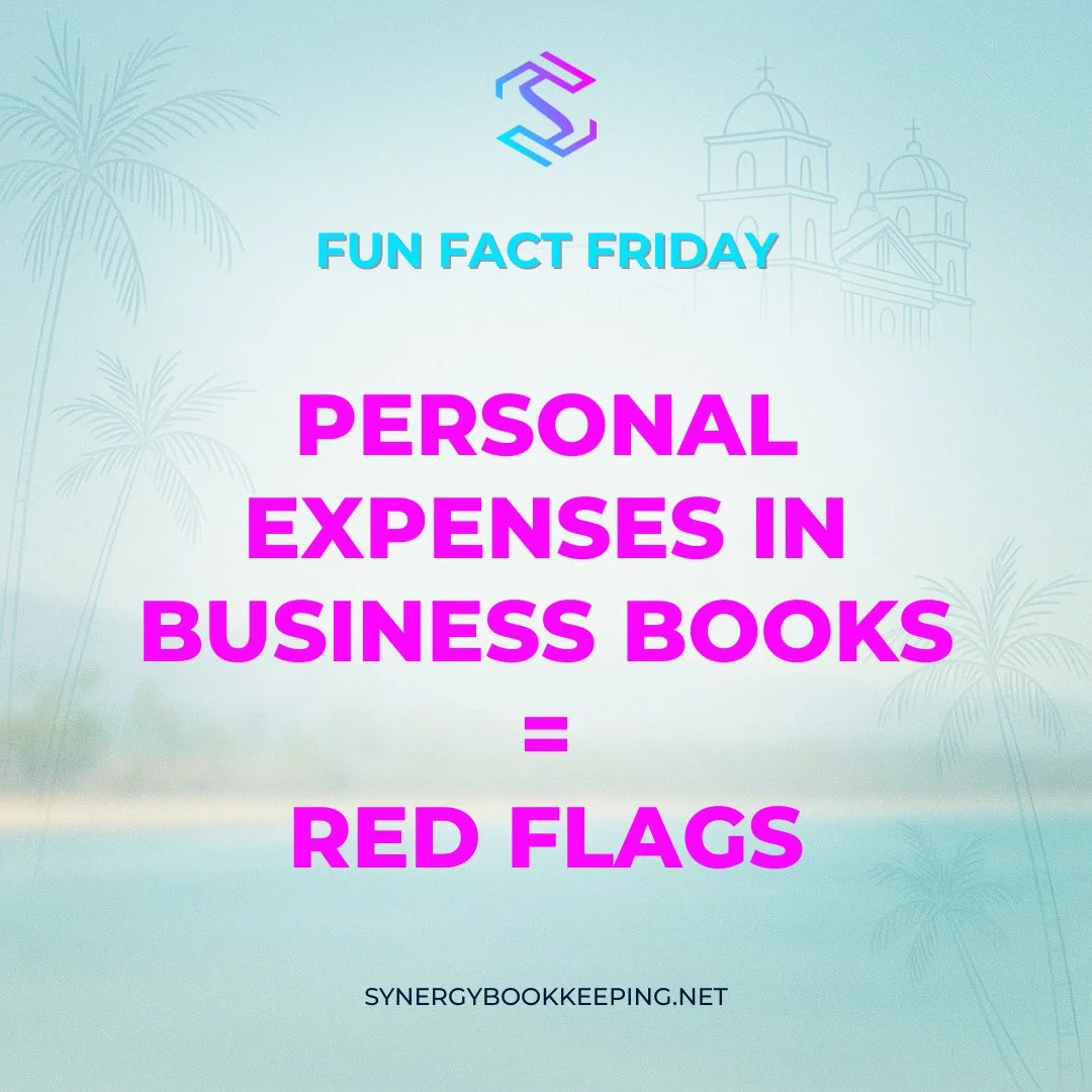 📊 Fun Fact Friday #49⁠
⁠
Mixing business and personal?⁠
⁠
👀 That&rsquo;s a red flag&mdash;for banks, CPAs, and even the IRS.⁠
⁠
We&rsquo;ll help you keep it clean.⁠
⁠
#separateexpenses #cleanbooks #funfactfriday #synergybookkeeping