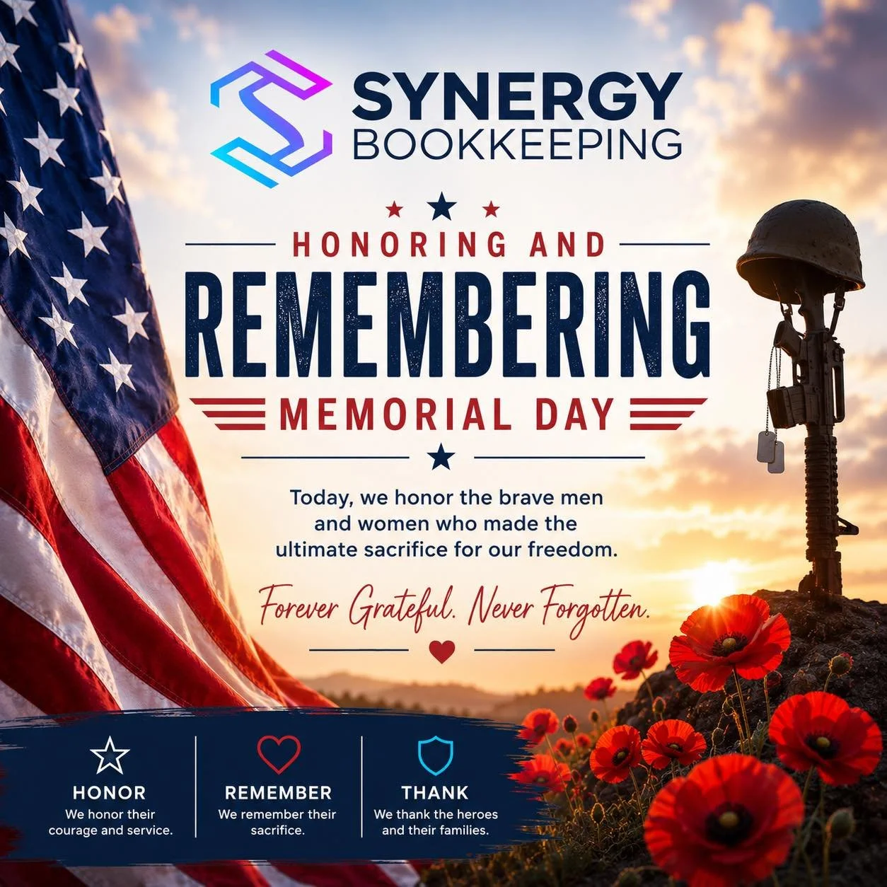 🇺🇸 On this Memorial Day, we pause to honor those who made the ultimate sacrifice for our freedom.

Forever grateful for the heroes who gave everything for our country. ❤️

#MemorialDay #HonorOurHeroes #NeverForgotten