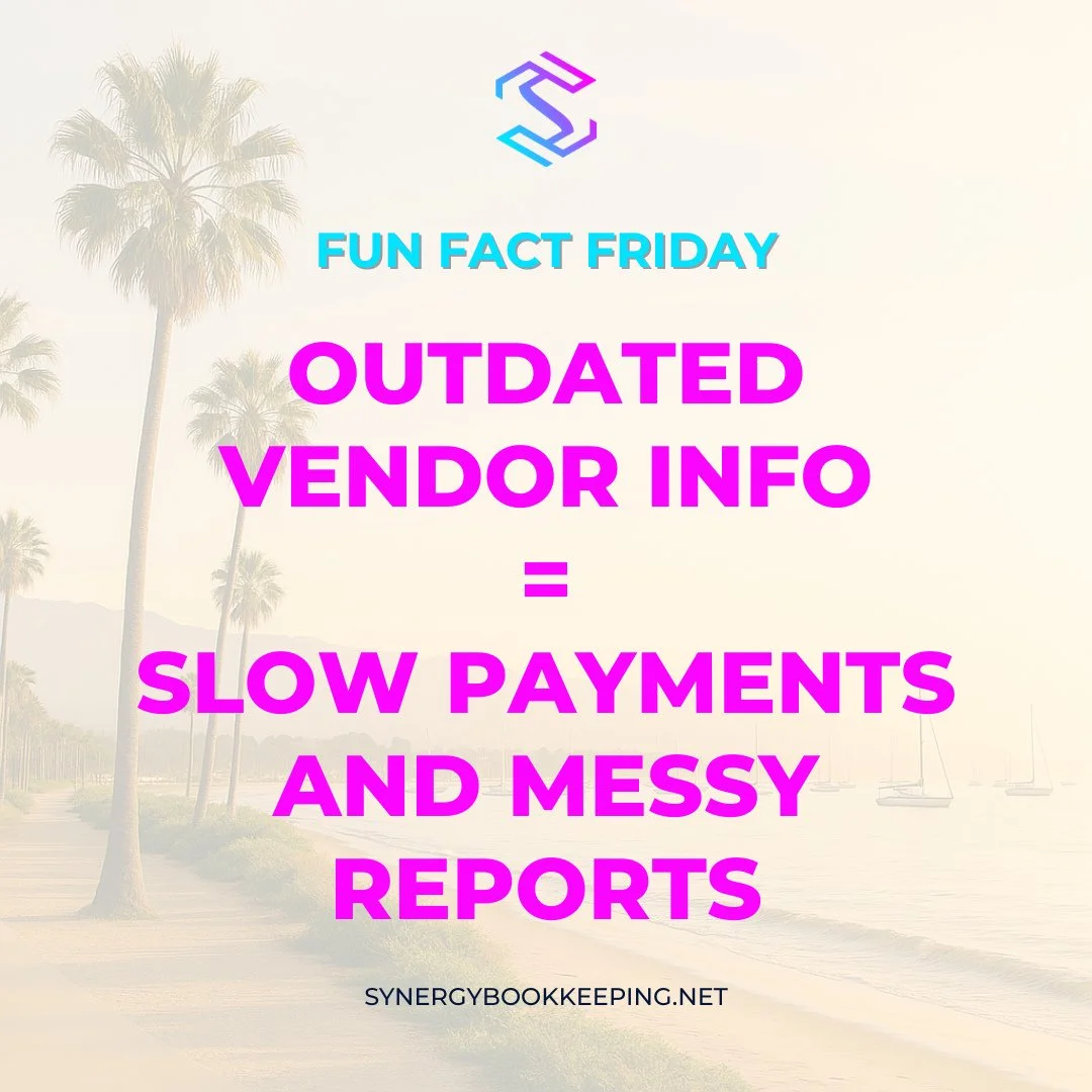 📊 Fun Fact Friday #51⁠
⁠
Old vendor info slows things down.⁠
⁠
⏱️ It delays payments, creates duplicates, and clutters reports.⁠
⁠
Let&rsquo;s get those records current.⁠
⁠
#vendorcleanup #quickbookshelp #funfactfriday #synergybookkeeping