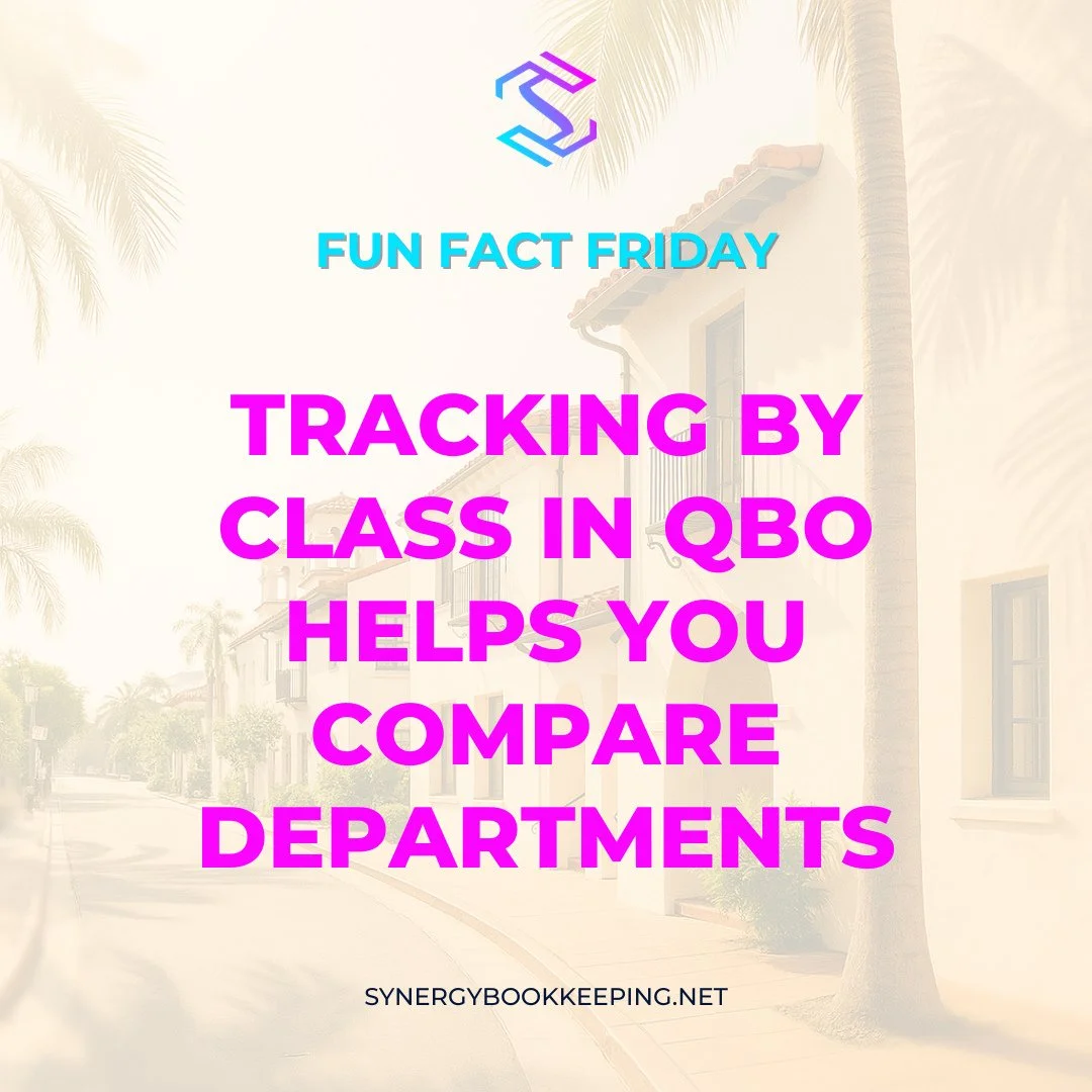 📊 Fun Fact Friday #52⁠
⁠
Want to see how each department performs?⁠
⁠
Use class tracking in QuickBooks Online.⁠
⁠
We&rsquo;ll show you how to set it up.⁠
⁠
#classtracking #quickbookstips #funfactfriday #synergybookkeeping