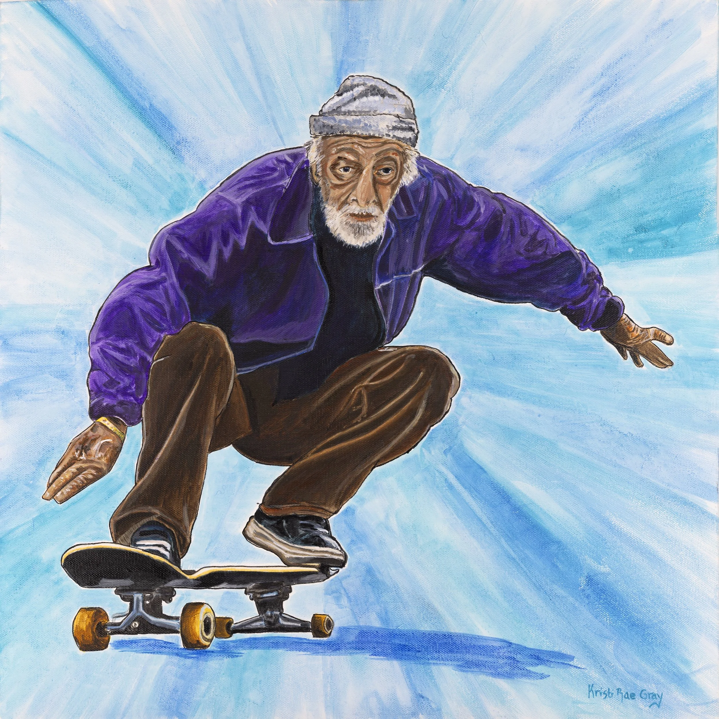 colorful action portrait of a skateboarder