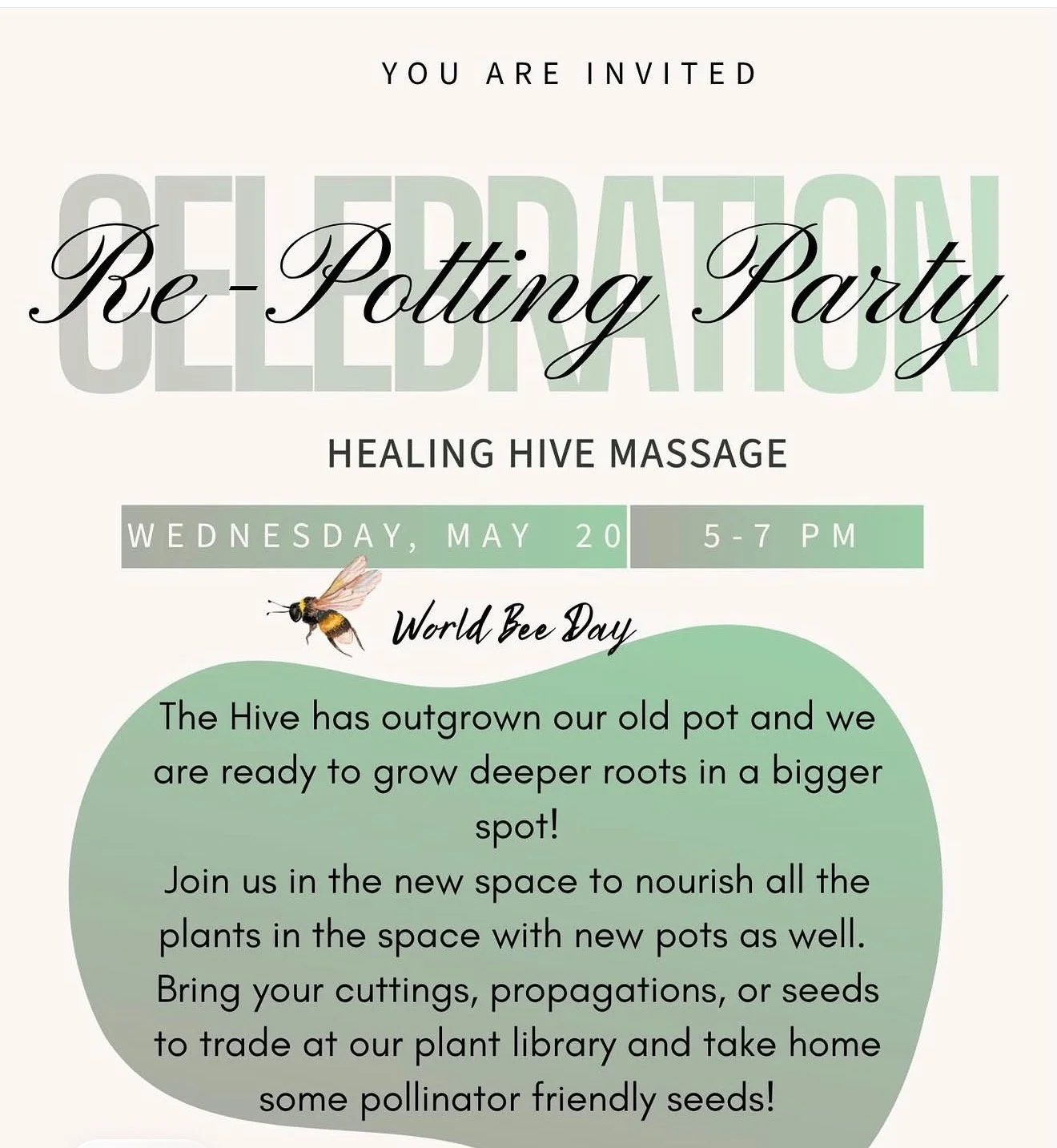 Repotting Party @ Healing Hive Massage