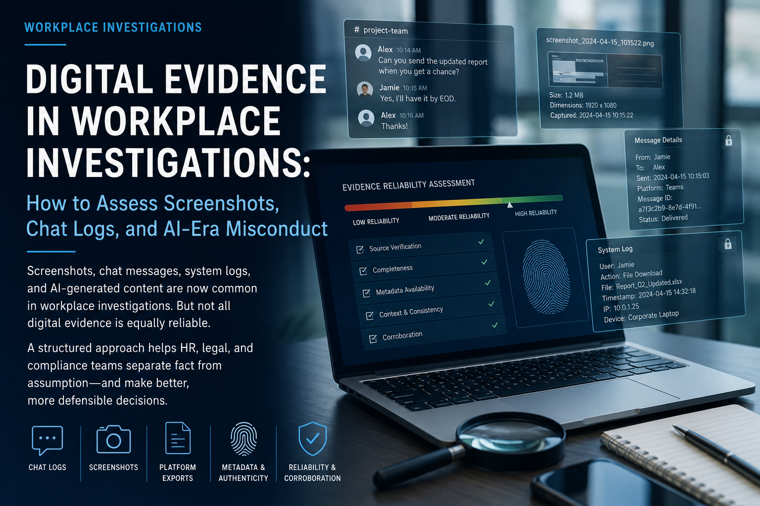 Digital Evidence in Workplace Investigations: How to Assess Screenshots, Chat Logs, and AI-Era Misconduct