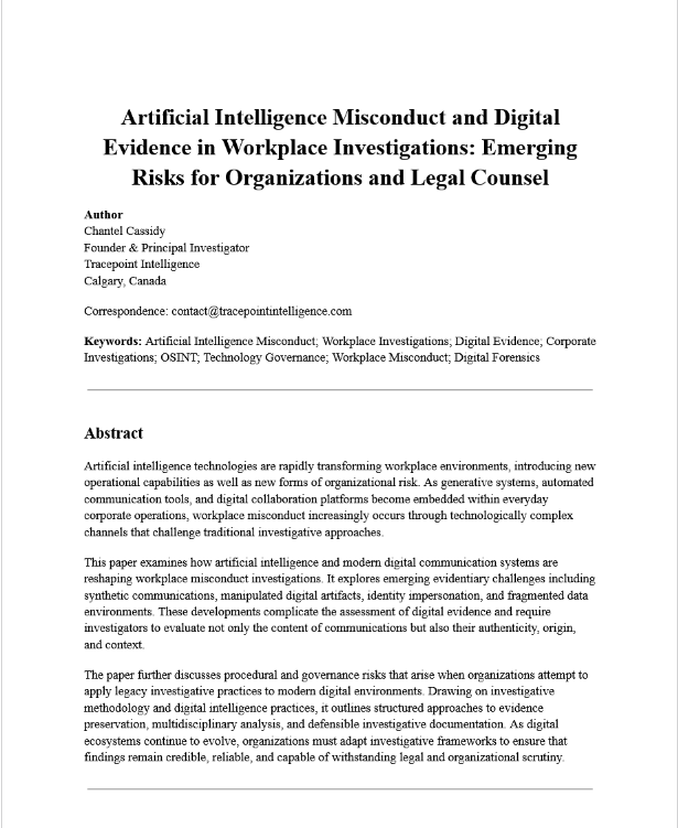 Digital Workplace Investigations, AI Misconduct, Legal, HR Workplace Investigations