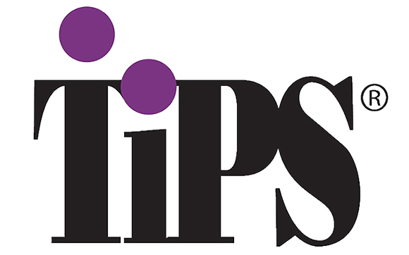 The word 'TIPS' in black text with two purple dots above the letters 'T' and 'I'.