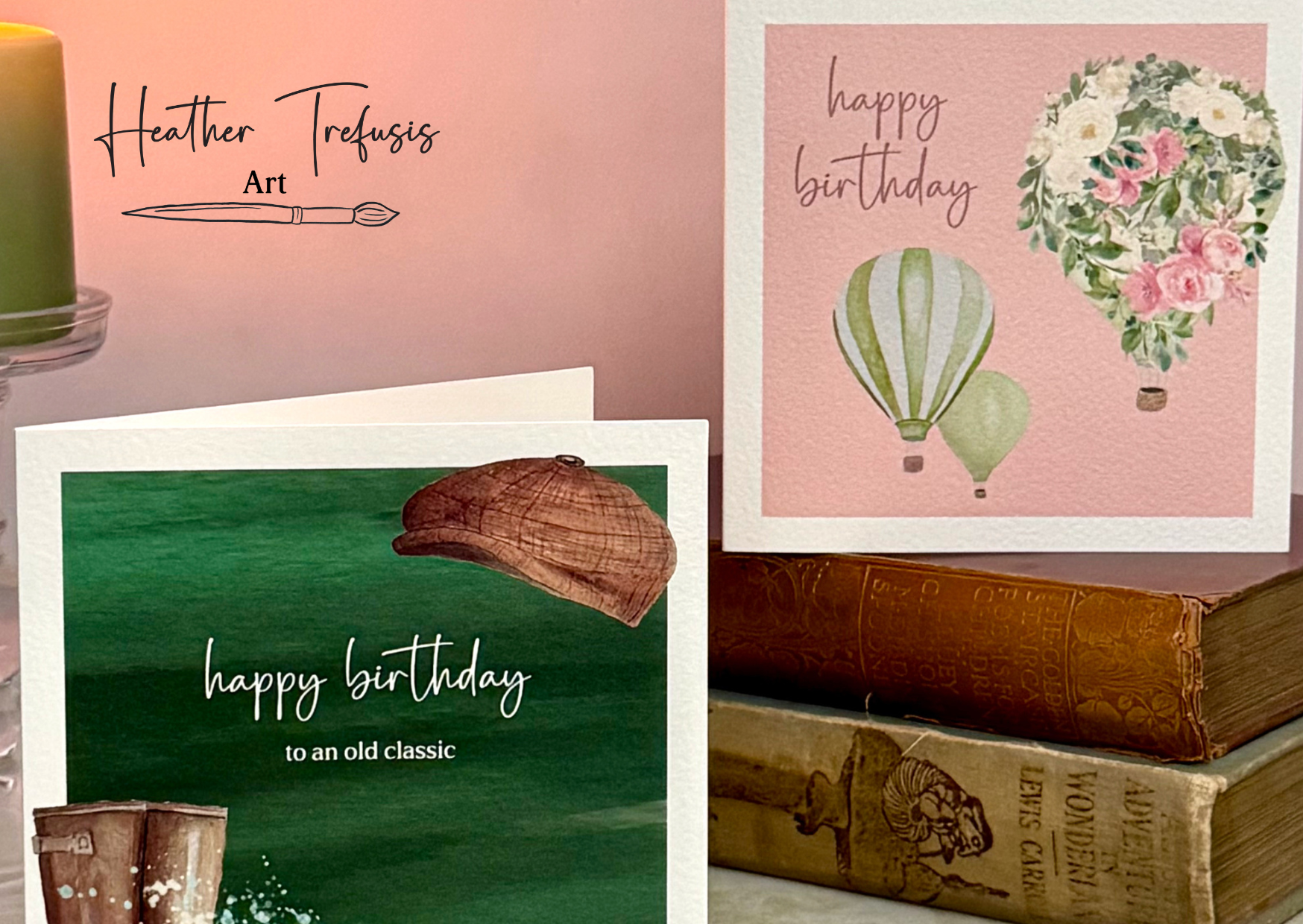 Logo for Heather Tresusis Art featuring handwritten-style text and a paintbrush illustration.