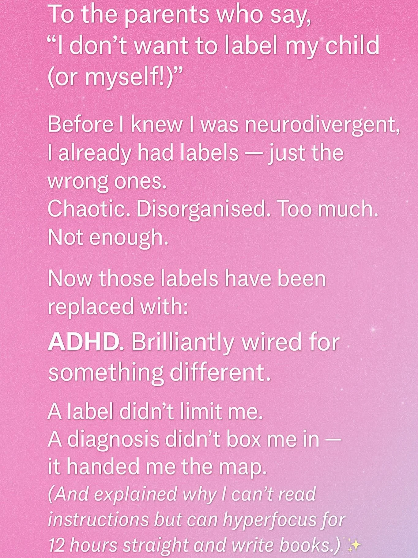 Reach out to me at @mindscope.com.au if you want to discuss the possibility of a diagnosis for you or a loved one 🫶✨