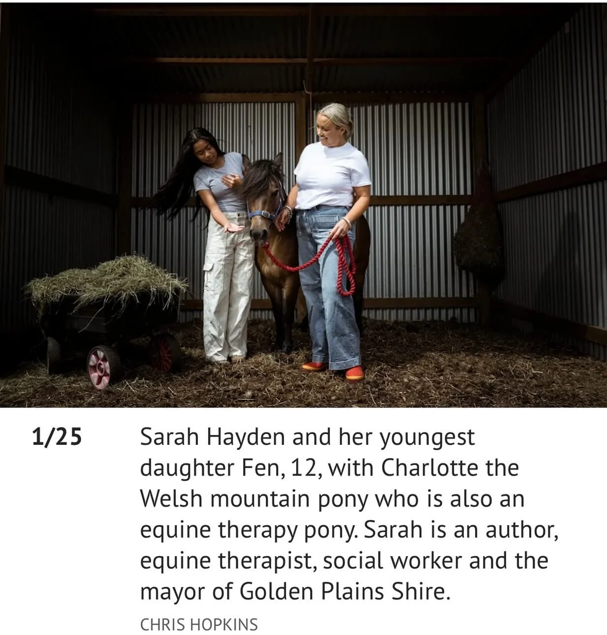 A photo from the Age one year ago ( I just found out it also won best pic 😍 ) of me and my youngest daughter Fen and one of my equine assisted therapy ponies Charlotte - stay tuned for another article in the Age tomorrow where I talk about the cuts 