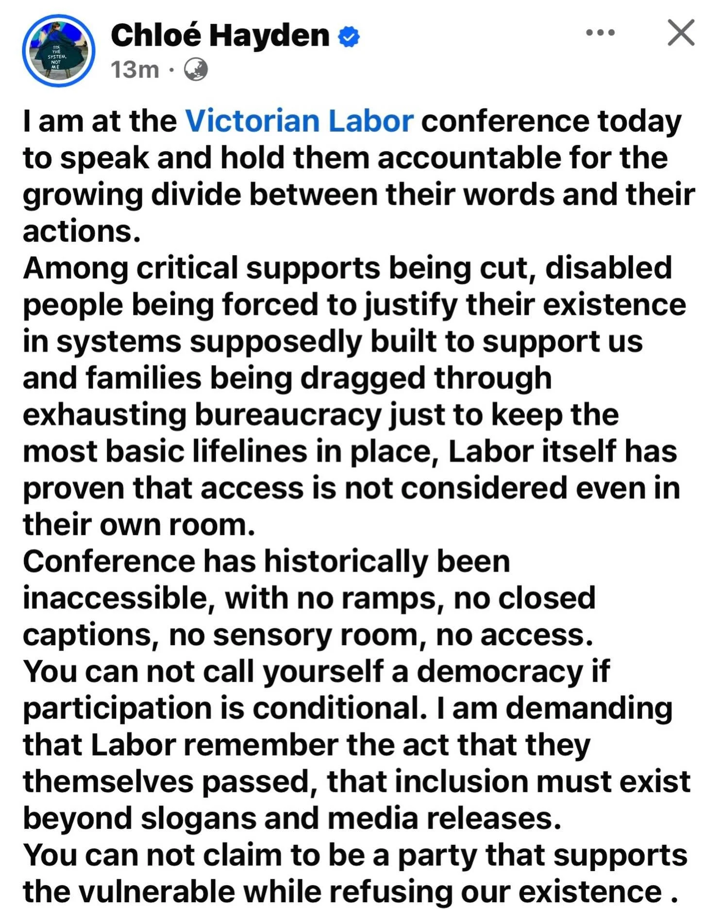 I birthed this absolute QUEEN just weeks after turning 23 &hellip; couldn&rsquo;t be more proud of my girl. 

Speak &hellip; even if your voice shakes 🙌🙌🙌

#ndis #laborparty #laborpartyconference #chloehayden #laborvictoria
