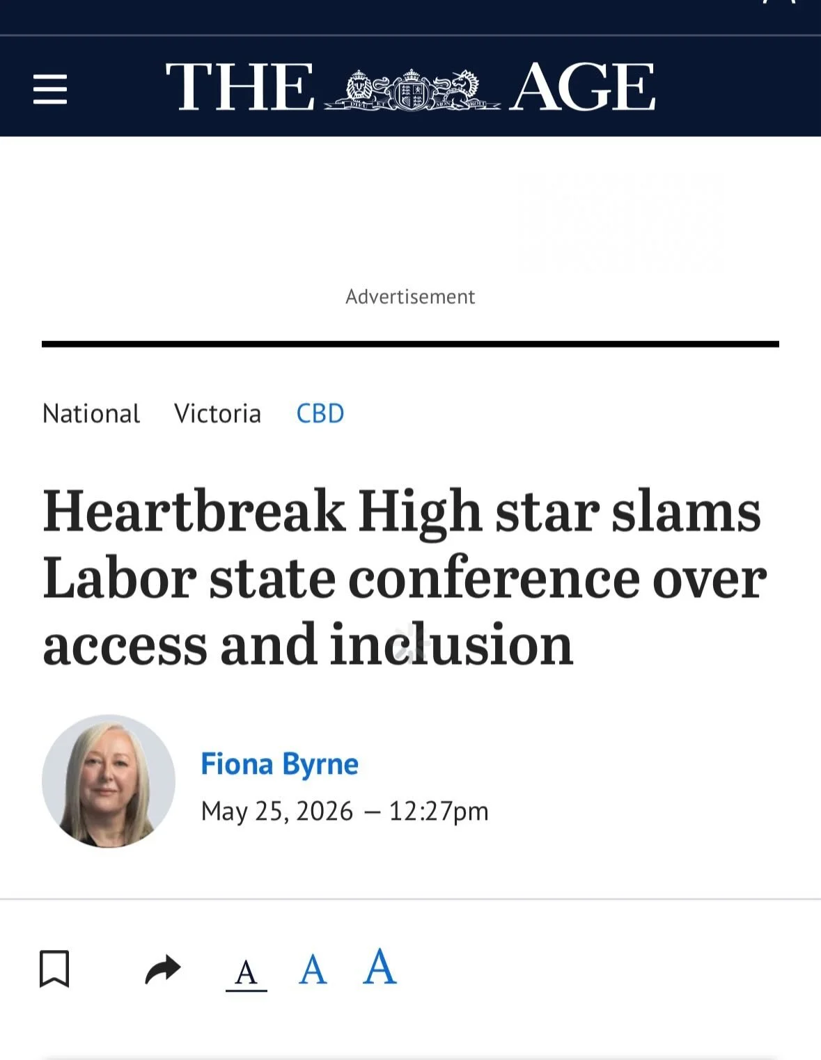 My personal favourite line .. &ldquo; as of this morning 317,000 people had seen @chloeshayden video - 315,000 more than were at State Conference 😂👏👏👏

Thanks to @theageaustralia for covering this 
#labor #victorianlabor #chloehayden #ndis #labor