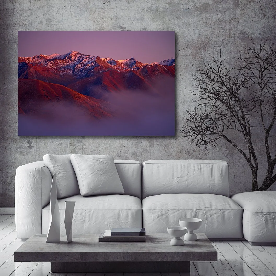 Mountain ridges emerging through mist in the Southern Alps, fine art photography