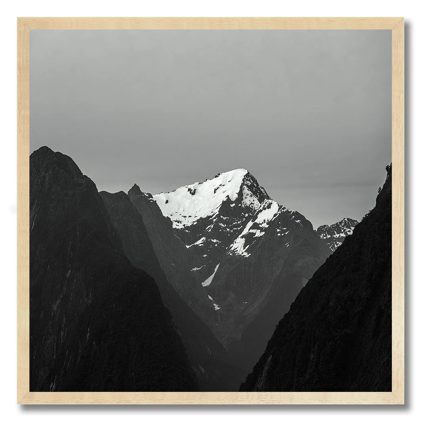 black and white mountain landscape at milford sound new zealand