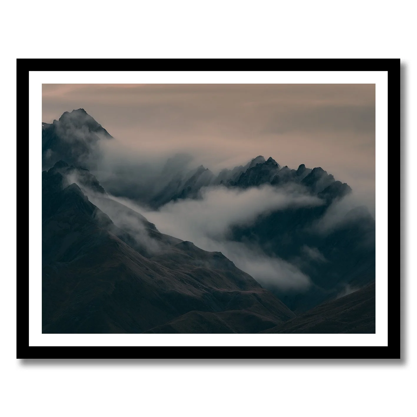 Mountain ridges emerging through cloud in the Southern Alps, fine art photography