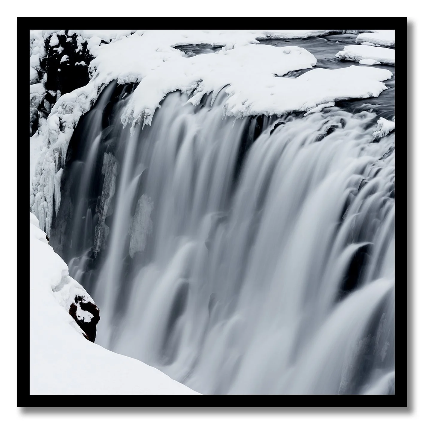 Fine art photograph of Gullfoss waterfall in Iceland covered in snow