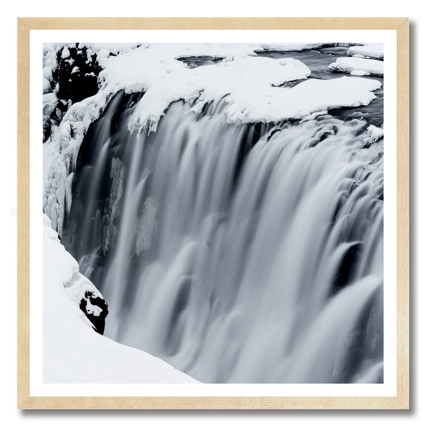 Fine art photograph of Gullfoss waterfall in Iceland covered in snow