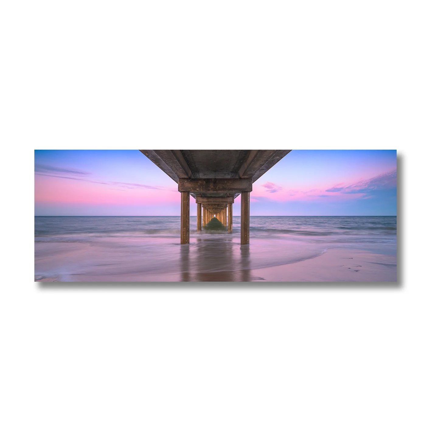 Fine art photograph of Brighton Jetty at sunset with soft ocean waves