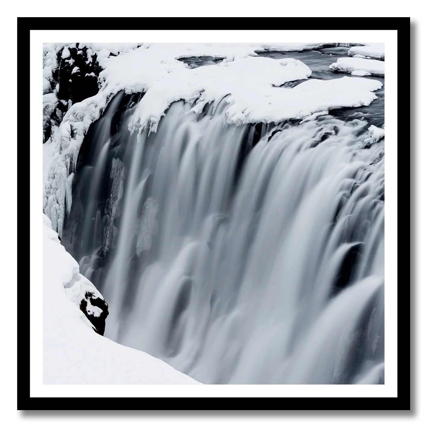 Fine art photograph of Gullfoss waterfall in Iceland covered in snow