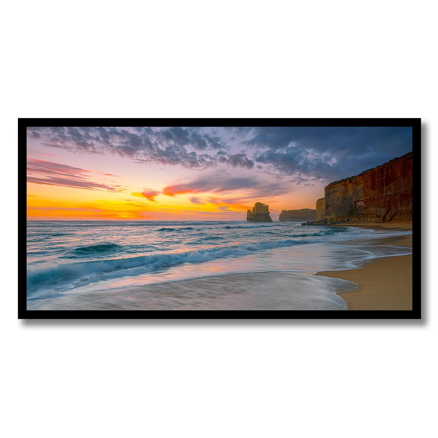 Sunset coastal photograph of Gibson Steps and ocean waves in Victoria