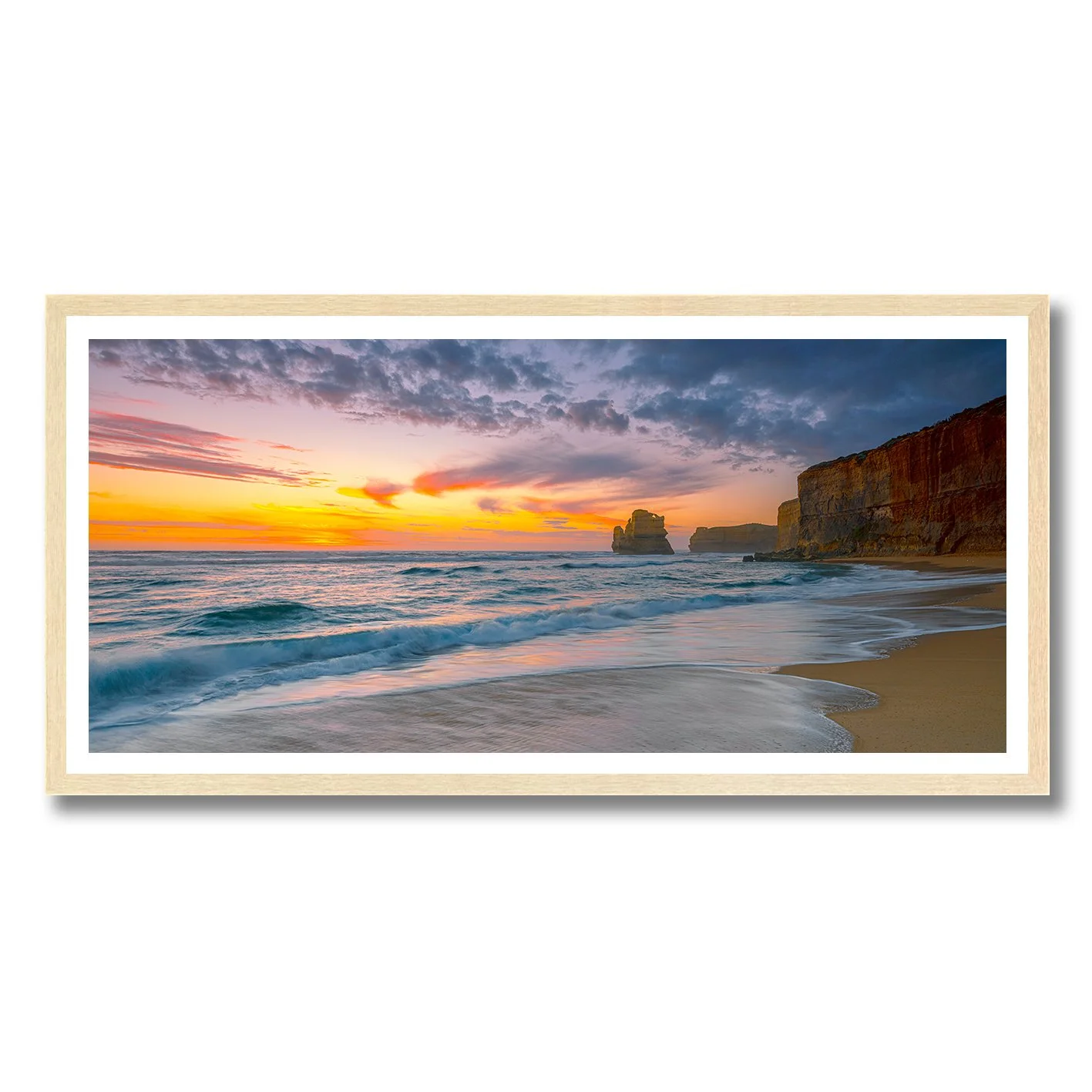 Sunset coastal photograph of Gibson Steps and ocean waves in Victoria