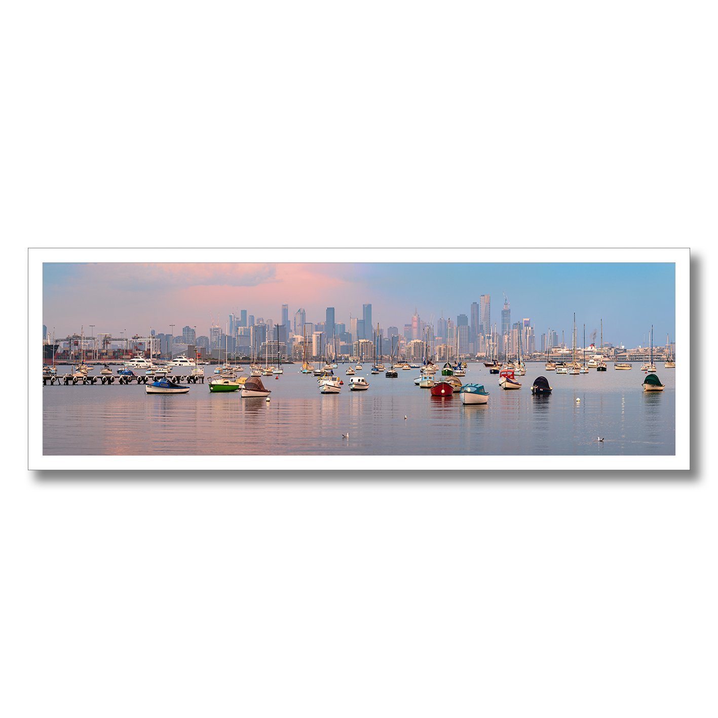 boats on hobsons bay melbourne skyline photograph