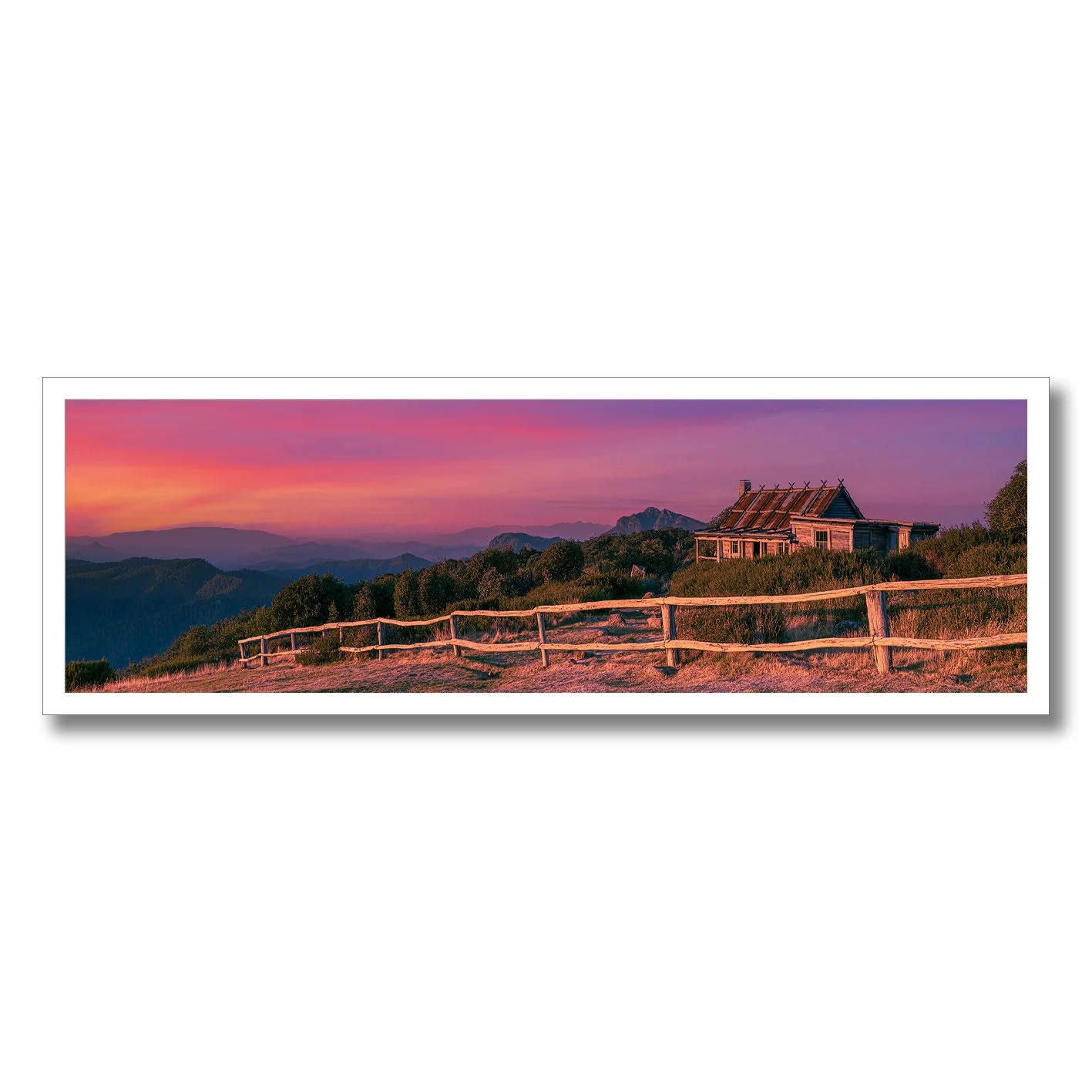photograph of craigs hut at sunset in victorias alpine high country