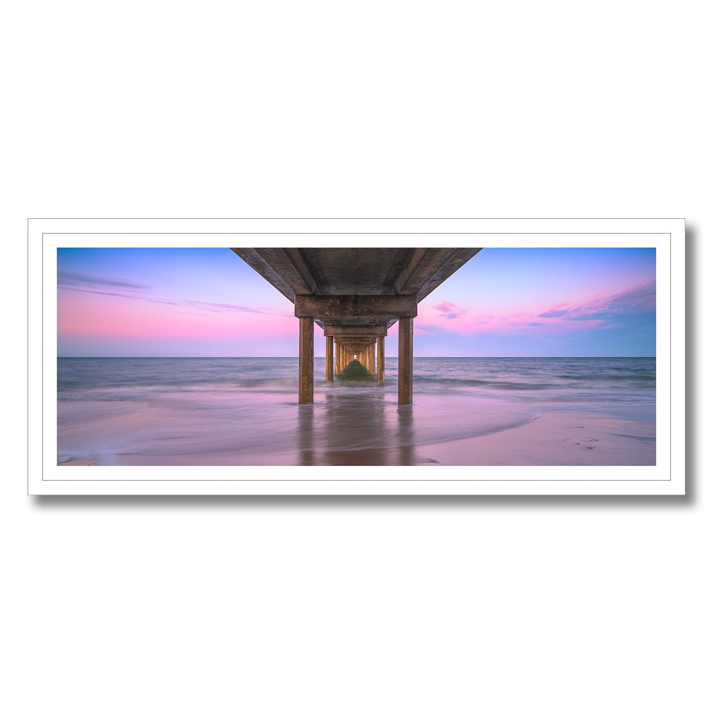 Fine art photograph of Brighton Jetty at sunset with soft ocean waves