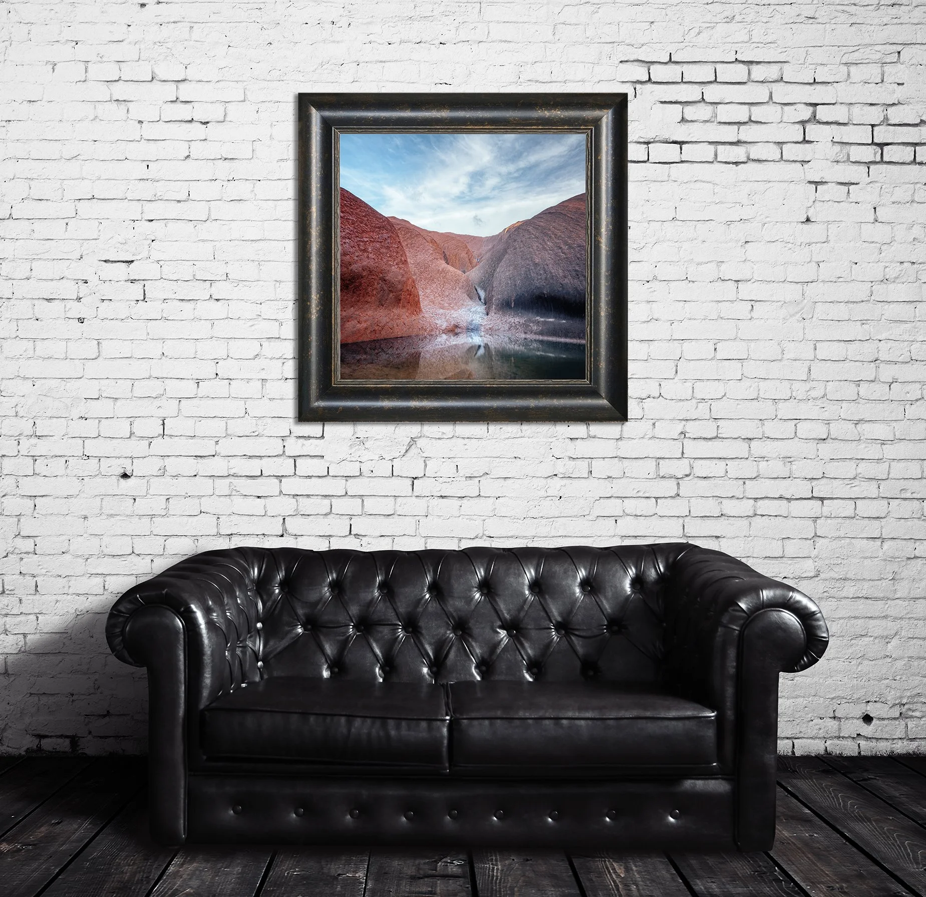 photograph of mutitjulu waterhole at uluru with reflections on still water