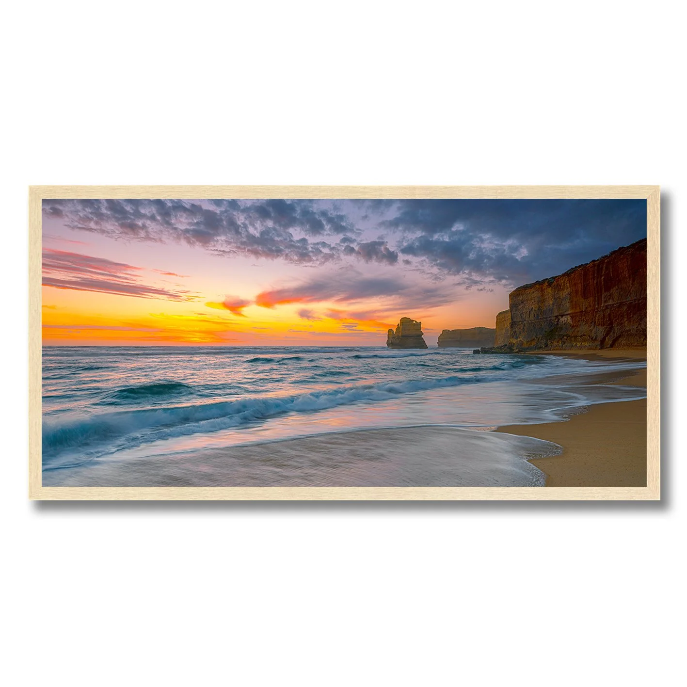 Sunset coastal photograph of Gibson Steps and ocean waves in Victoria