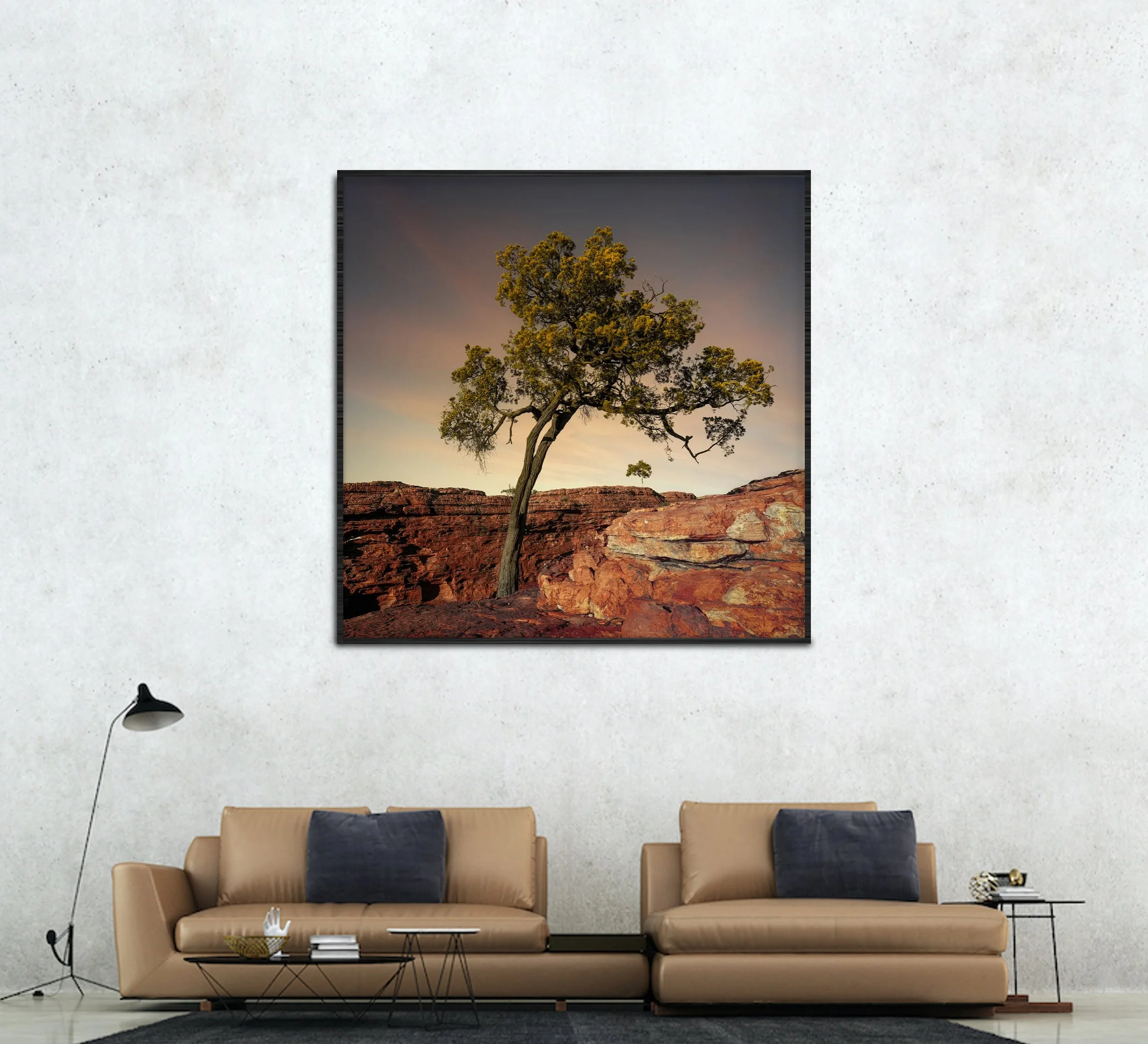 A resilient tree clinging to the edge of Kings Canyon large framed print by NIKART
