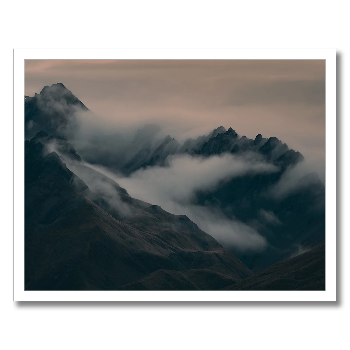 Mountain ridges emerging through cloud in the Southern Alps, fine art photography