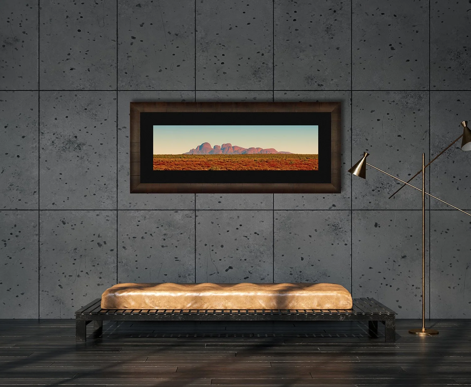 fine art photograph of kata tjuta mount olga in warm desert light