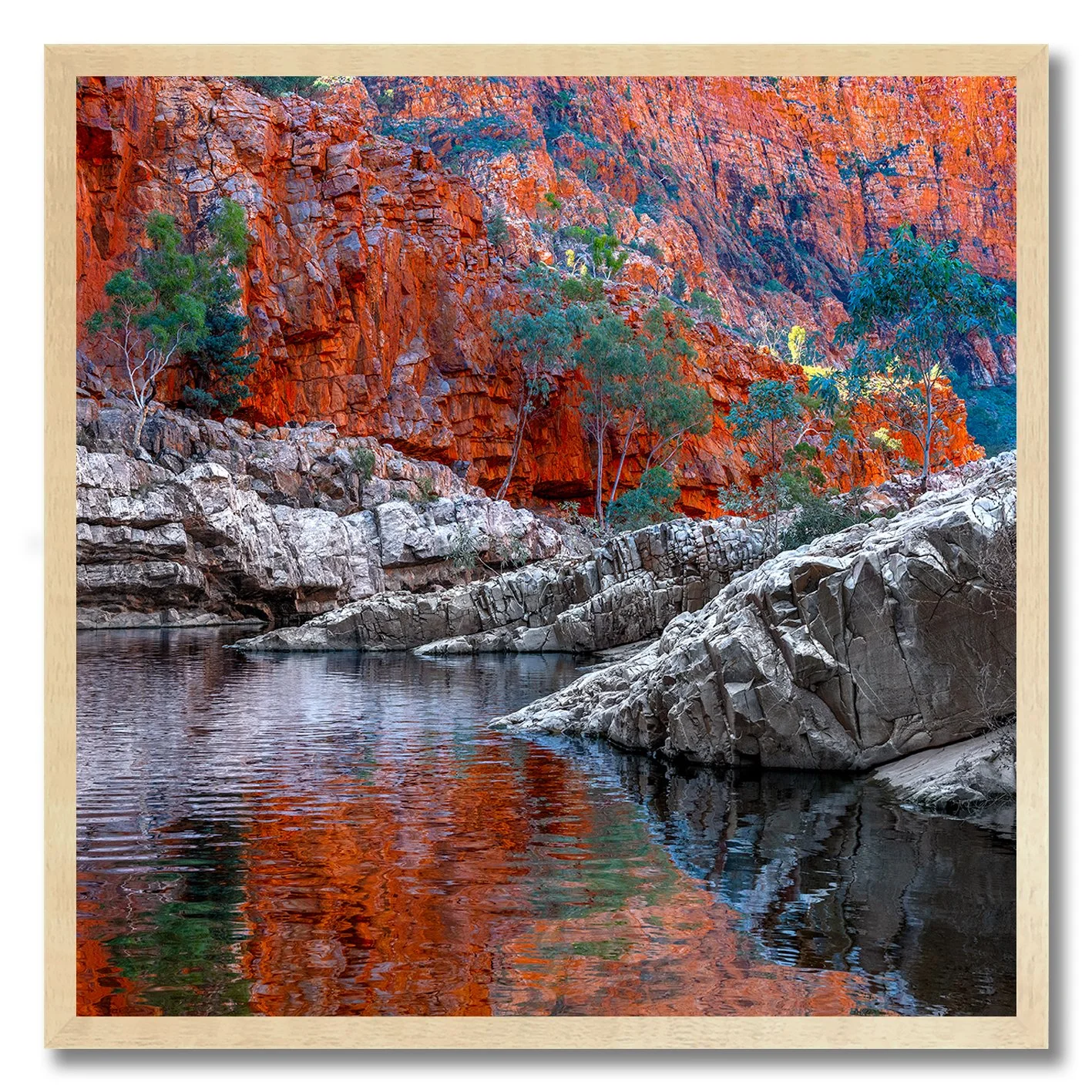 Fine art photograph of Ormiston Gorge rock formations and water reflections
