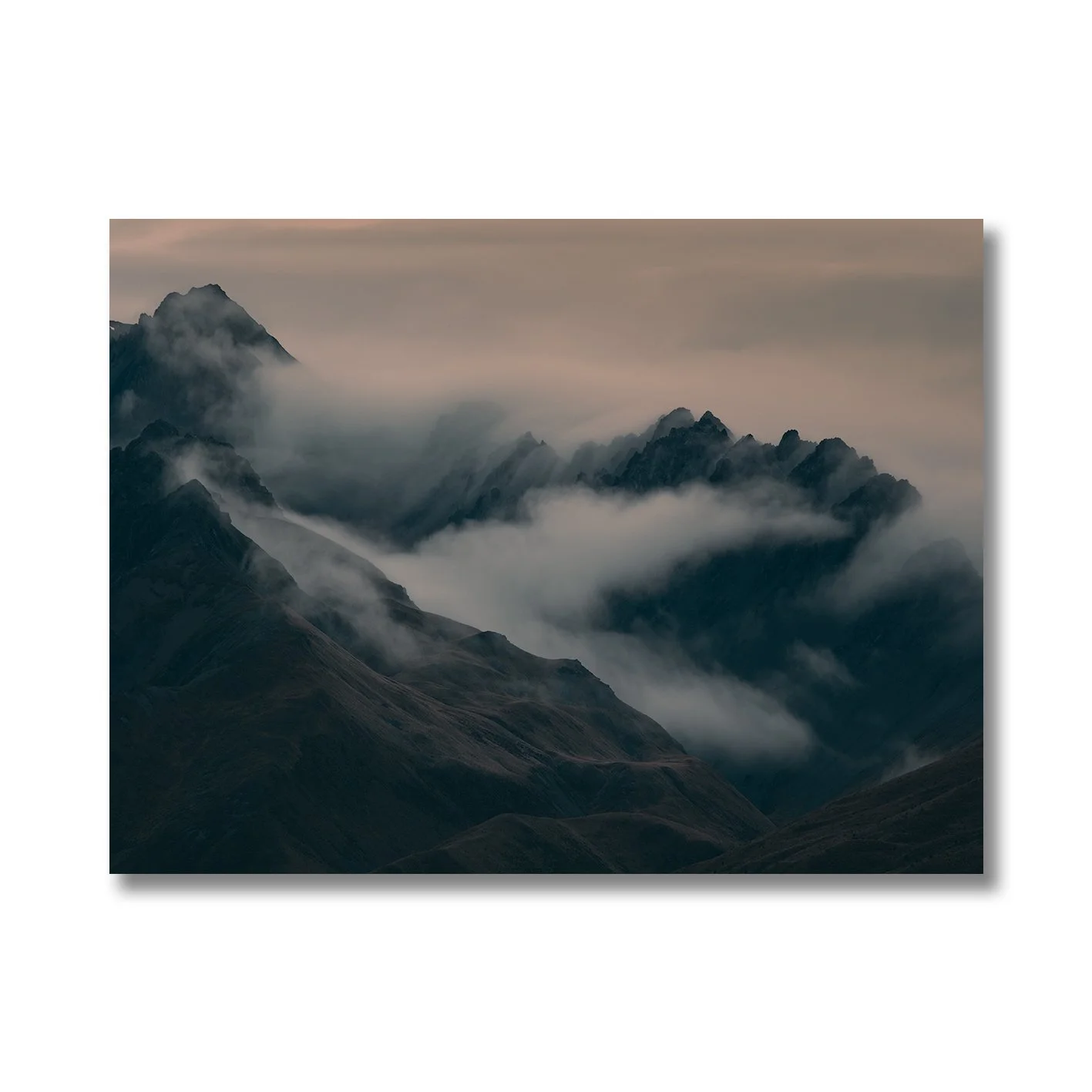 Mountain ridges emerging through cloud in the Southern Alps, fine art photography
