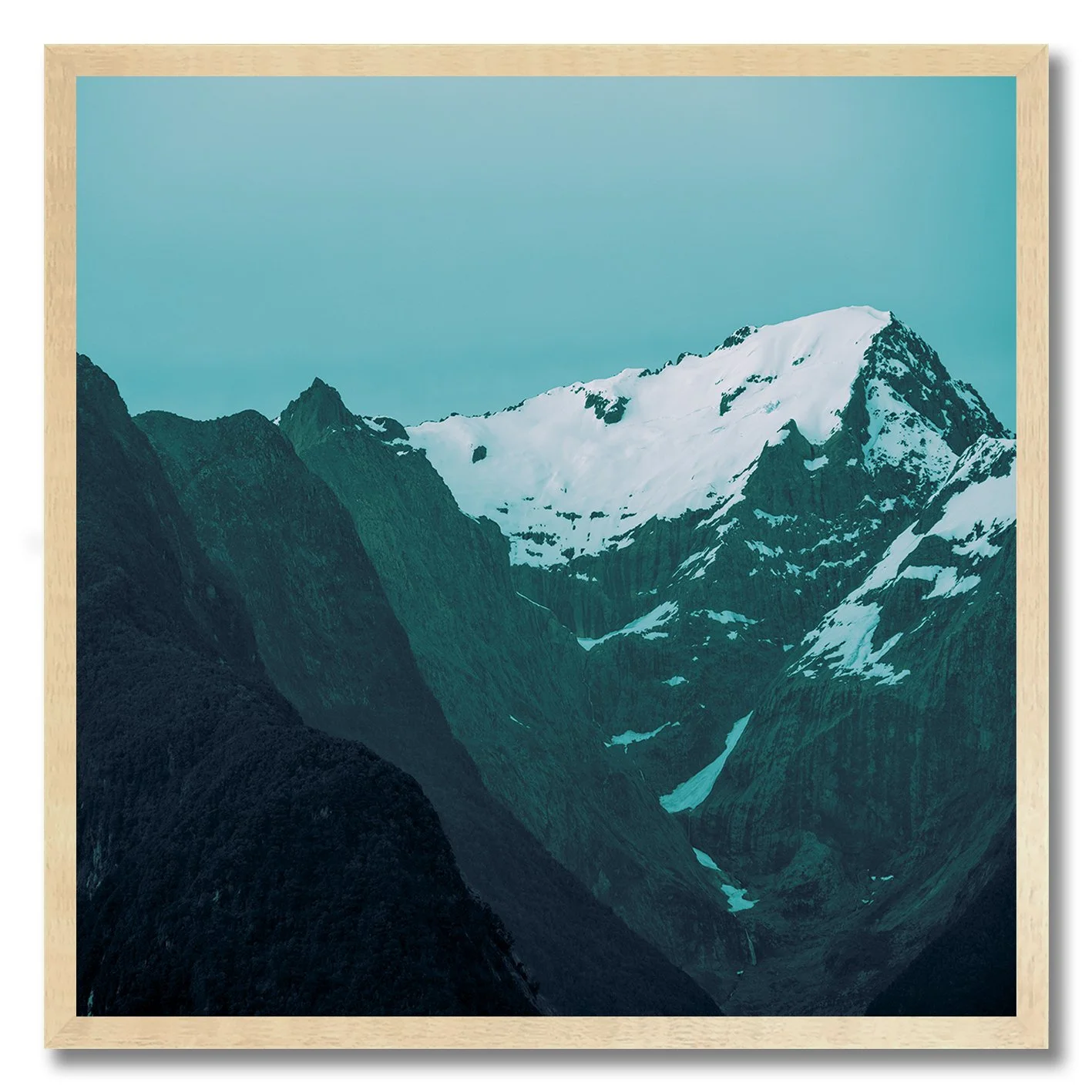 snow covered mountain peaks in new zealand photograph