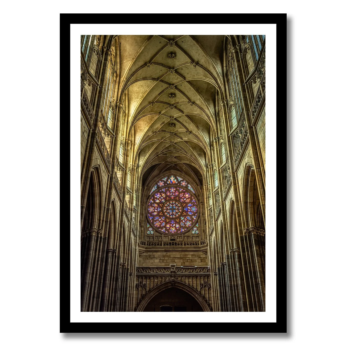 Gothic interior photograph of St. Vitus Cathedral in Prague
