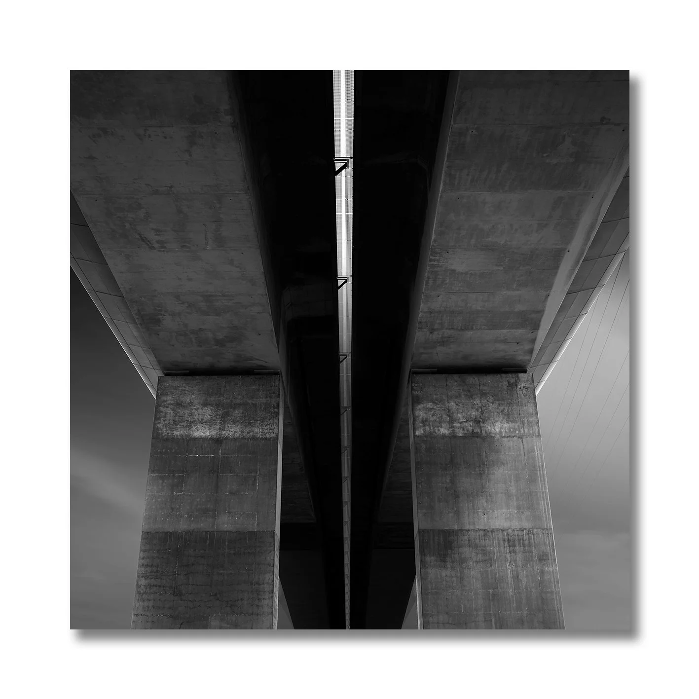 Black and white fine art photograph of Bolte Bridge structure in Melbourne