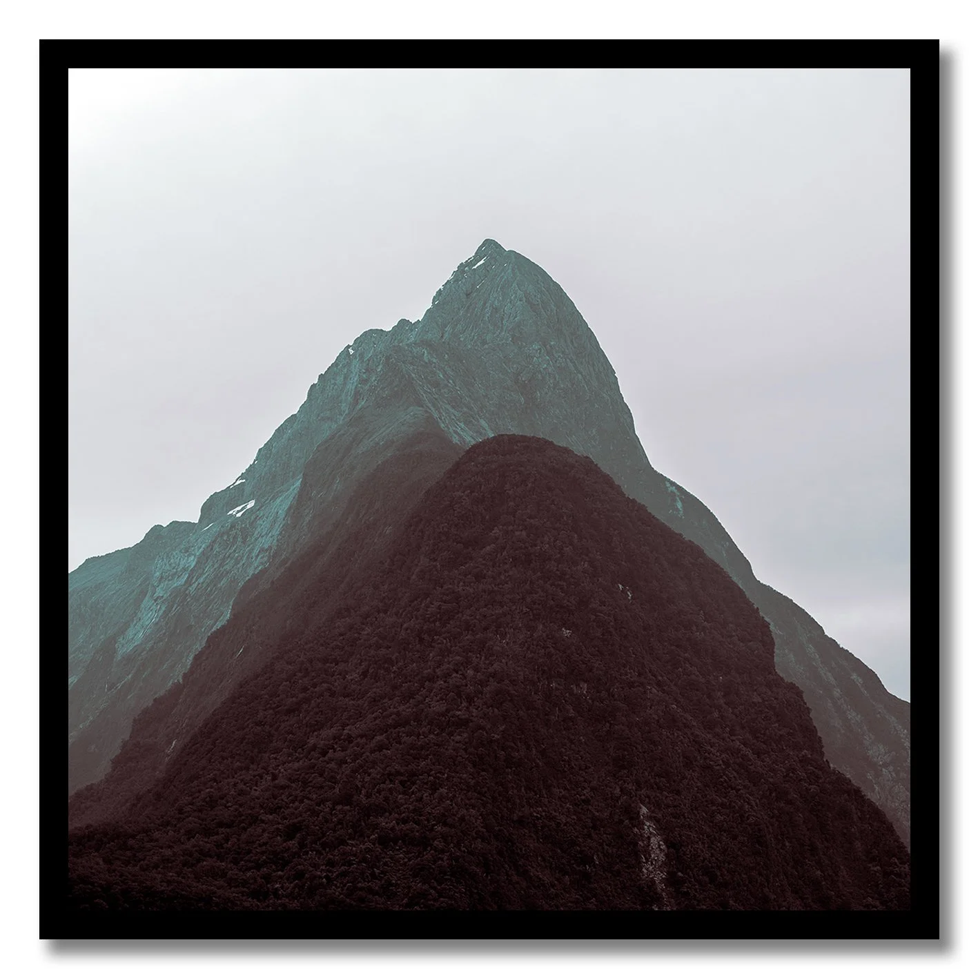 mountain peak photograph at milford sound new zealand