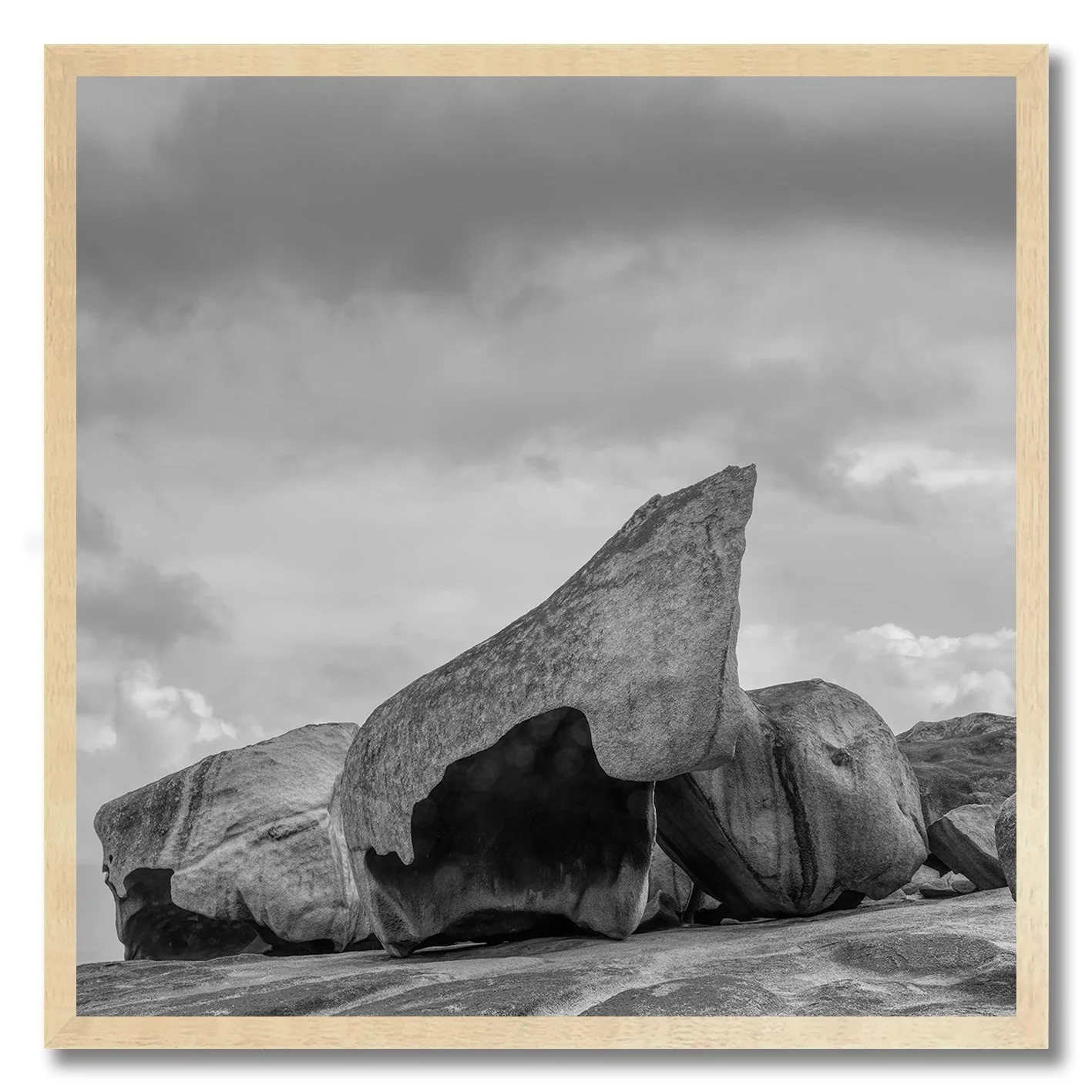 black and white photograph of remarkable rocks granite formation on kangaroo island