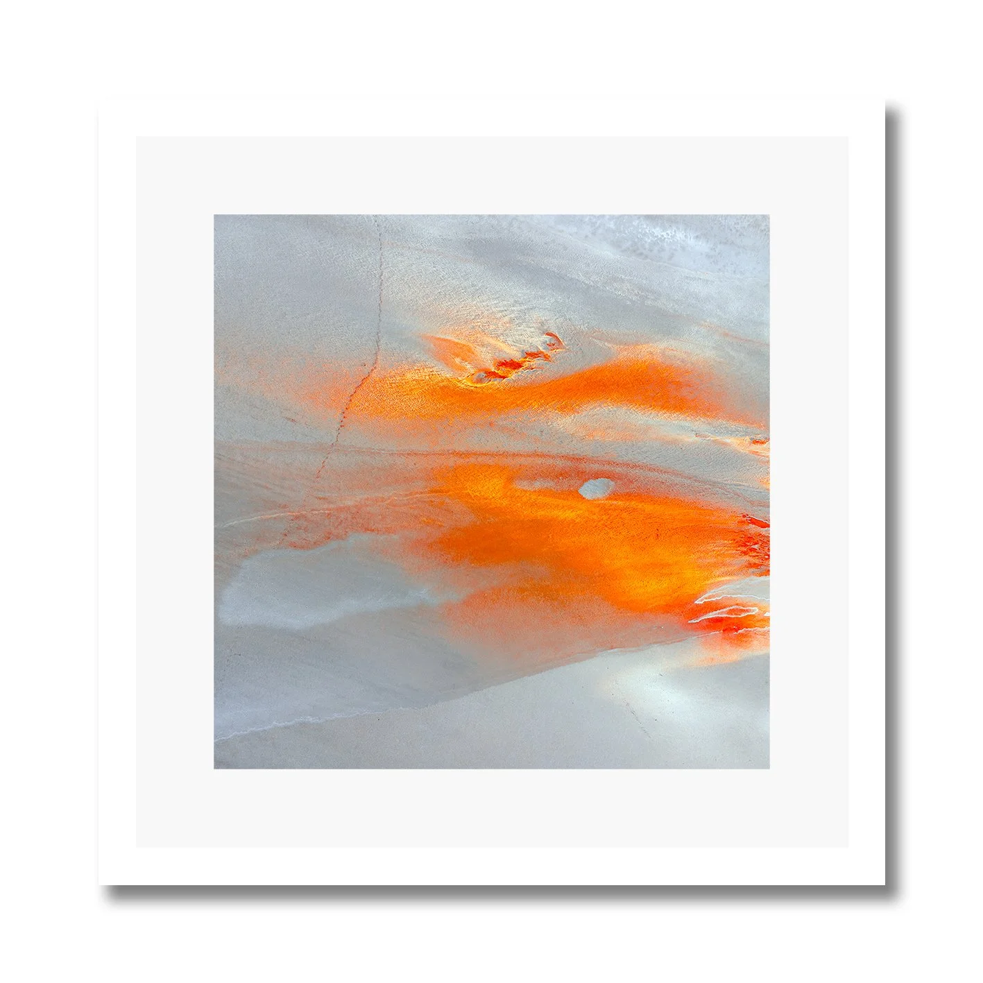 aerial photograph of lake tyrrell salt plains with orange and silver tones