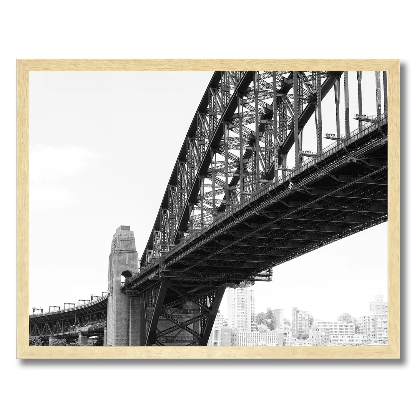 Black and white photograph of Sydney Harbour Bridge steel structure architecture