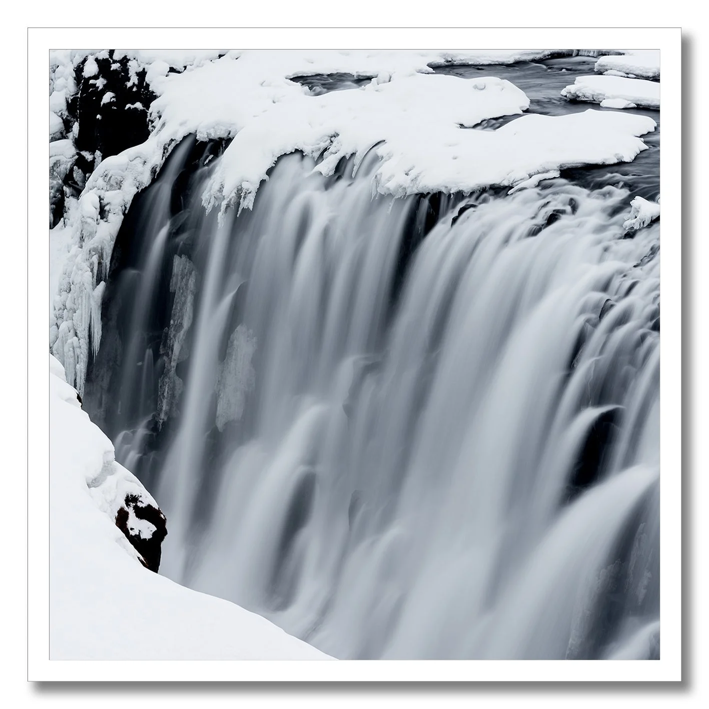 Fine art photograph of Gullfoss waterfall in Iceland covered in snow