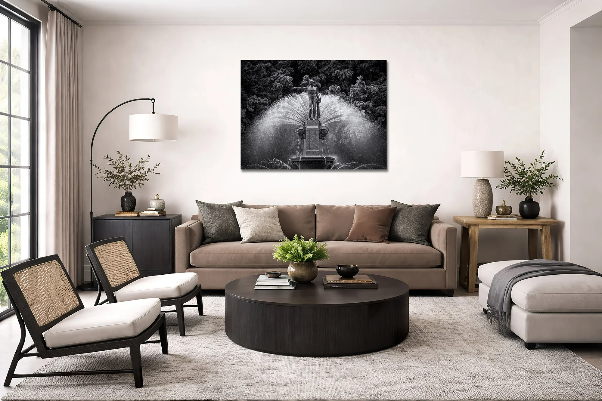 black and white canvas art by nick psomiadis