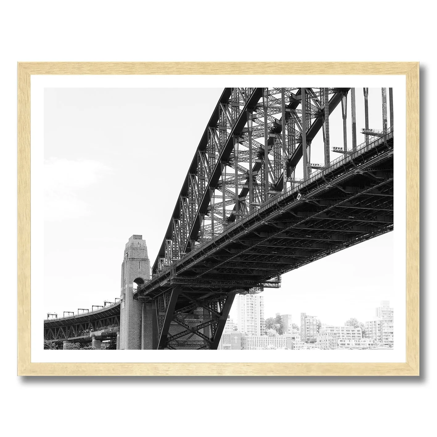 Black and white photograph of Sydney Harbour Bridge steel structure architecture