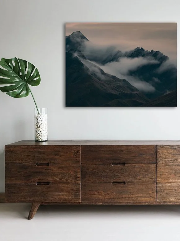 Mountain ridges emerging through cloud in the Southern Alps, fine art photography